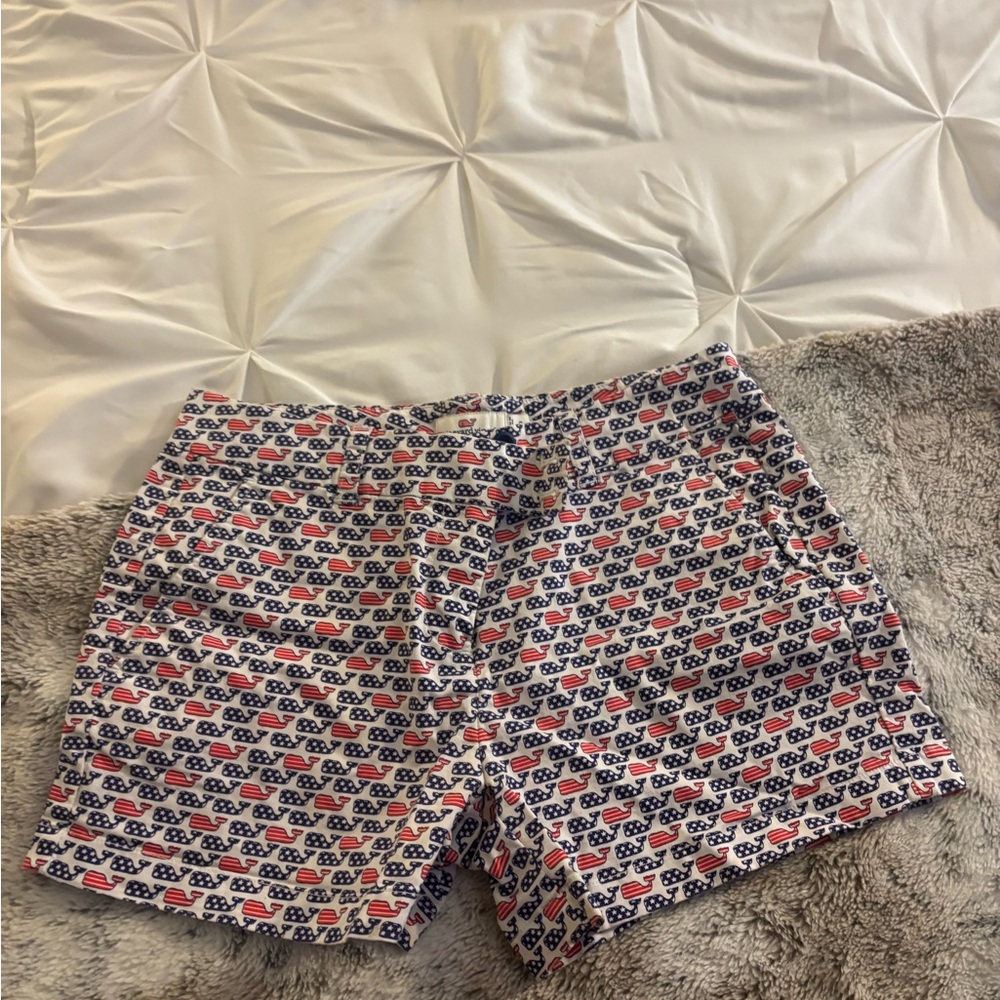 Vineyard Vines Red and Blue Bermuda Shorts Vibrant Pattern